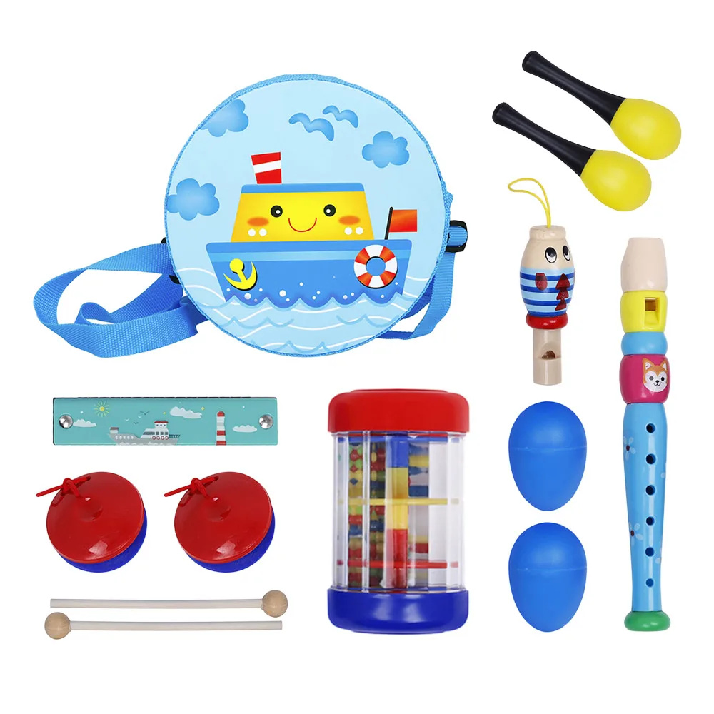 

Musical Toys Set Percussion Instrument Band Rhythm Kit 8 Types 13pcs Preschool Musical Education for Kids Children Toddlers