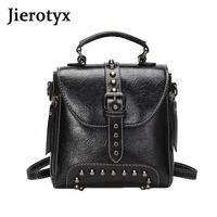 jierotyx high quality luxury backpack for women pu leather belt decoration bags ladies satchel backpack messenger shoulder bag