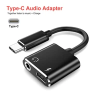 2 in 1 headphone adapter for huawei charging cable for xiaomi audio usb c type c to 3 5mm jack for earphone mobile phone adapter