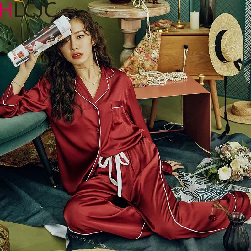 Новый Атласный пижамный комплект из 2 предметов шелковые пижамы для женщин