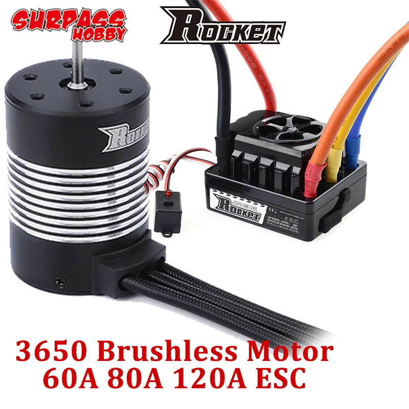 

Surpass Hobby 3650 Brushless Motor Waterproof 60A 80A 120A ESC 3S 7700KV for 1/10 1/12 RC Car HSP 94123 Traxxas Slash 540 Brush