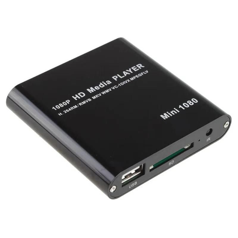 Мини Full HD 1080P USB внешний HDD плеер с SD MMC U диск Поддержка MKV AVI HDMI медиа видео плеер ИК пульт дистанционного управления Blu-Ray плеер - Цвет: Черный