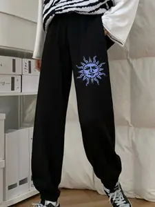 C Pantalones Holgados Vintage Con Estampado De Sol Y Luna Pa C Pantalones Holgados Vintage Con Estampado De Sol Y Luna Pa