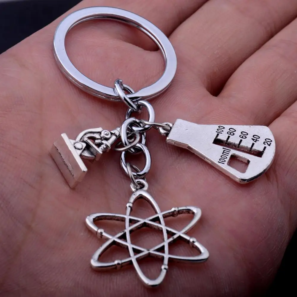 Брелок для ключей 12 шт. с изображением яблока микроскопа биологии химии мужчин и