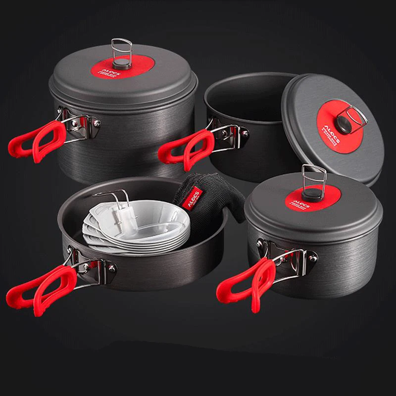 Alocs Кемпинг горшок набор 5 6 человек Открытый посуда оборудование для пикника и
