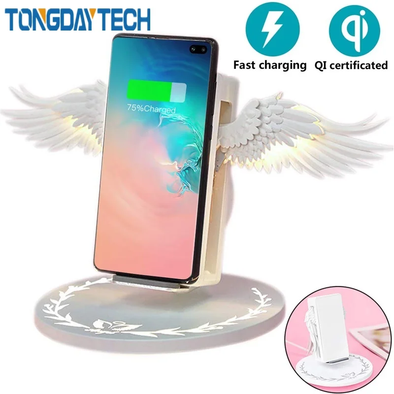 Tongdaytech 10 Вт Ангел Qi Беспроводное зарядное устройство для iphone 8 Plus X XS 11 Pro MAX XR телефон Быстрое беспроводное зарядное устройство для samsung S10 S9 S8