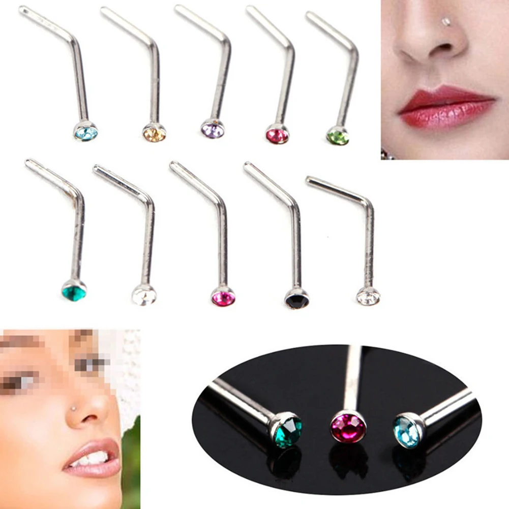 Серьги-гвоздики из нержавеющей стали с кристаллами Стразы для носа