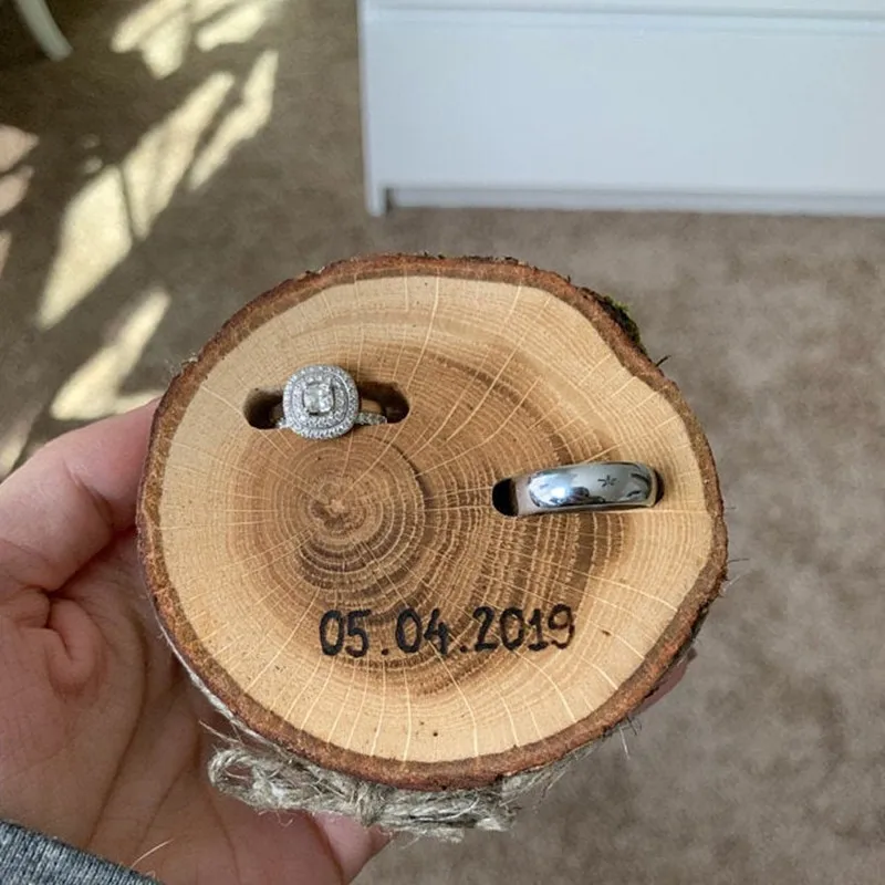 Индивидуальная деревенская Свадебная деревянная коробочка для колец коробка