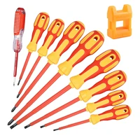9 piece 1000v insulated electrician screwdrivers set with magnetic tips and 1 test pen electrical screwdriver set
