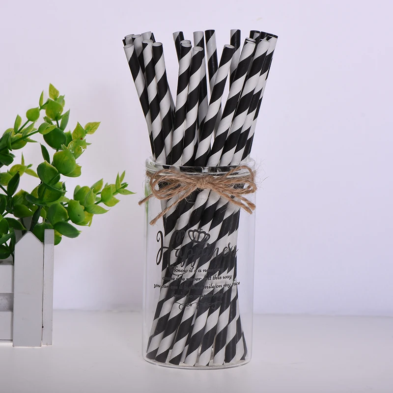 Черная Золотая бумажная соломинка для питья торта Свеча детского душа свадьбы