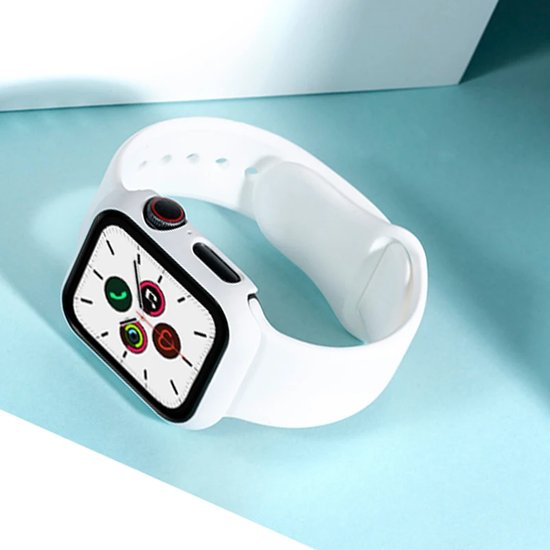 

Strap+Glass+Case for Apple Watch Band 44mm 40mm iWatch band 42mm 38mm silicone bumper+bracelet for apple watch series 4 3 5 SE 6
