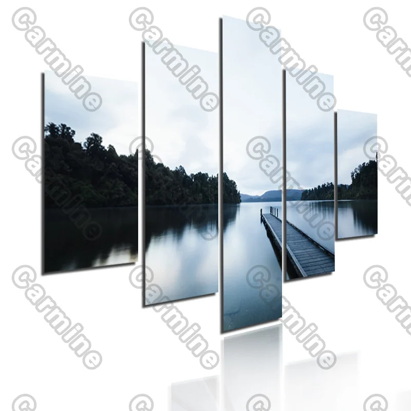 

Poster White Sky and Lake Plants Landscape Canvas Painting 5Pcs Posters Painting Wall Art Decoration for Living Room Frameless
