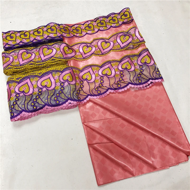 5 ярдов африканская ткань базин богатая плюс 15 кружевная отделка Африканский