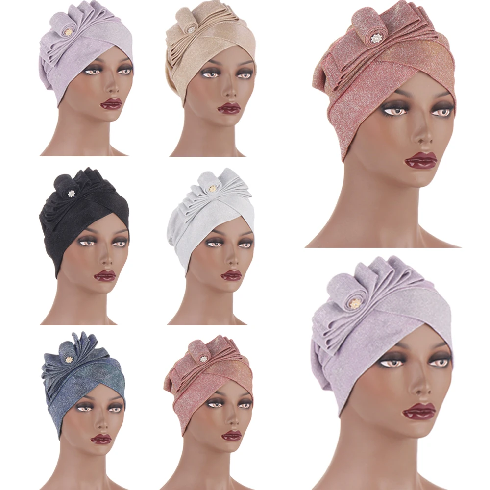 

Fashion Women Solid Muslim Hijab Turban Indian Cap Bowknot Elastic Beanies Hat Bonnet Headwrap Turban Hair Loss Hat Accessories