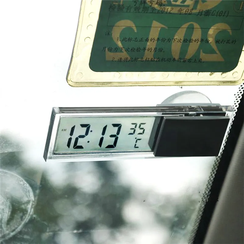 2 в 1 автомобильные часы термометр присоска Тип прозрачные ЖК цифровые 10