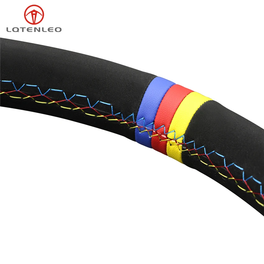 

LQTENLEO Black Suede Leather Car Steering Wheel Cover for Toyota RAV4 Celica IS200 IS300 1998-2005 Corolla Matrix MR2 2000-2008