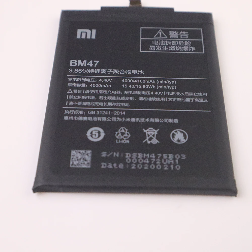 Оригинальный запасной аккумулятор BM47 4000 мАч для XIAOMI Redmi 4X 3S 3 Pro 3X оригинальный