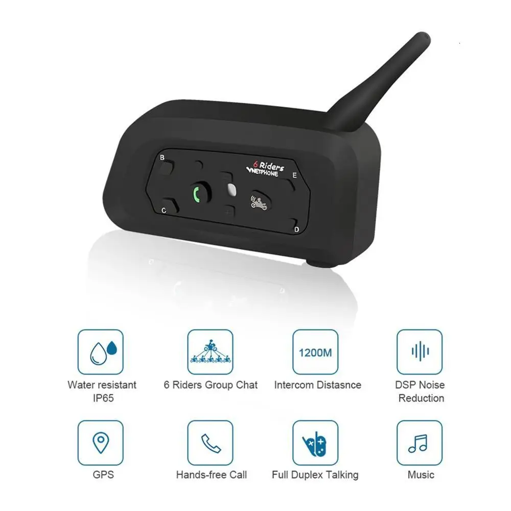 Гарнитура для мотоциклетного шлема 1200 м Bluetooth гарнитура езды на мотоцикле