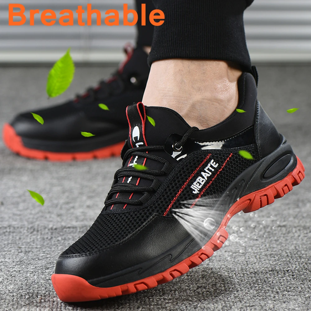 

Safety Work Shoes Boots For Men Light Weight Steel Toe Work Boots Male Anti-smashing Construction Safety Sneakers Size 36-46
