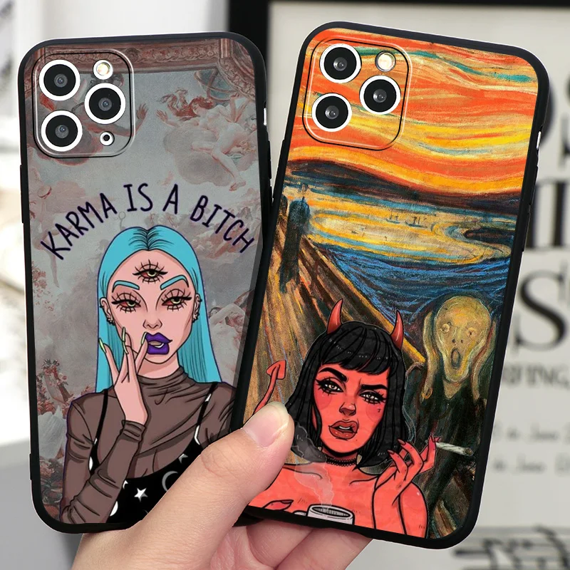 

Fashion Devil Girl Fundas Phone case for iPhone 12 13 11 Pro Max mini XR 6 S 6S 7 8 Plus 5S SE 2020 X Xs Max Case Soft TPU Cover