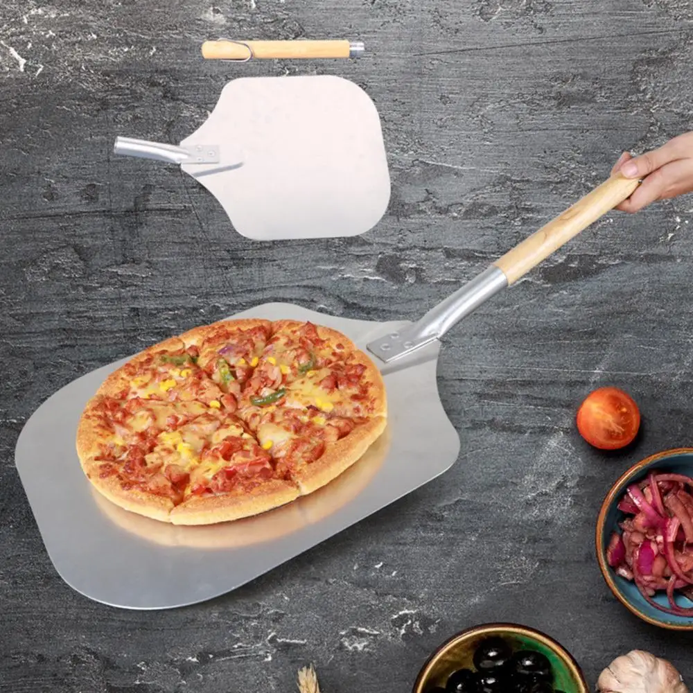 

65cm Aluminum Pizza Peel Shovel with Wooden Handle Cake Shovel Baking Tools Cheese Cutter Peels Lifter Tool Pizza Shovel