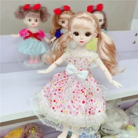 30cm 16 bjd doll 12 movable jointed 3d eyes straight and curved multi colored hair dolls toys for girls naked doll body