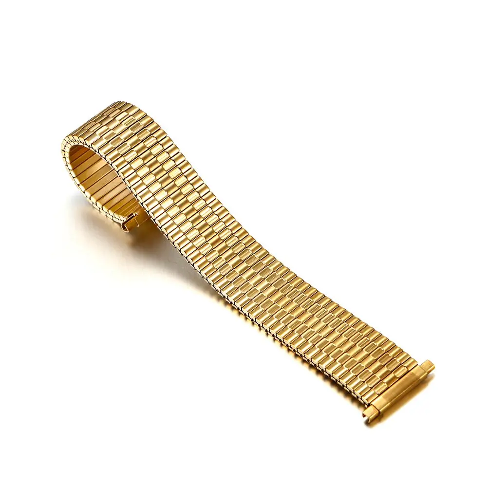 Stainless Steel Stretch Metal Replacement Expansion Watch Band with Self-Adjusting Straight End Comfortable Stretch Watch Band