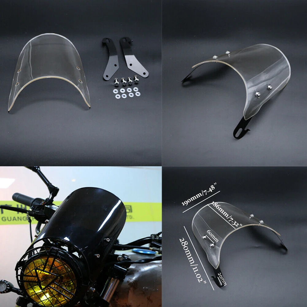 Universal Durable Solid Windshield Motorcycle Front Windproof Easy Install Cover Adjustable ABS For 5 To 7 Inch Headlights | Автомобили и