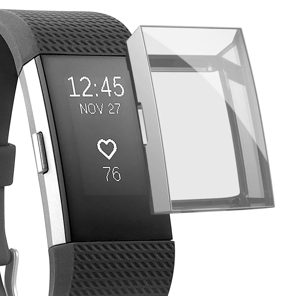Серебристый Чехол для смарт часов для Fitbit Charge 2 Полная защита ТПУ чехол для Fitbit Charge 2 Защита экрана для браслета Fitbit Charge 2 - Цвет: Серебристый