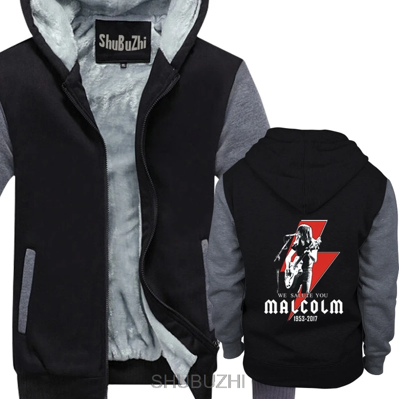Malcolm Young ACDC Tribute Толстовка для мужчин толстые толстовки зима с длинным рукавом зимняя теплая куртка евро размер sbz4239 - Цвет: black grey
