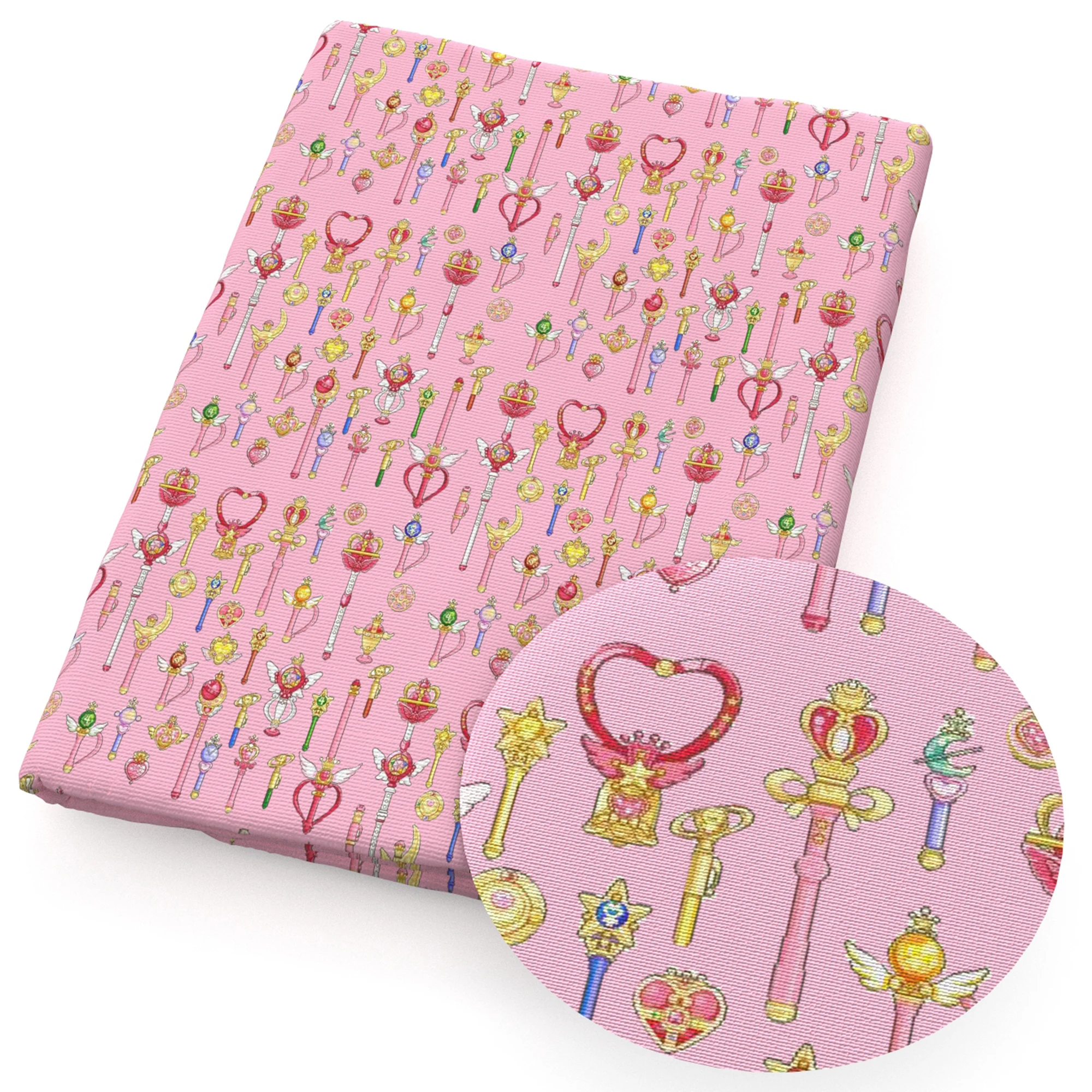 Половинная Полиэстеровая хлопчатобумажная ткань с японским аниме Moon Girls принтом