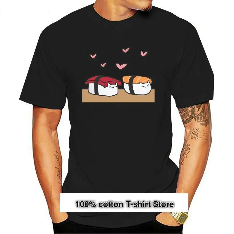

Camiseta de Sushi en el amor para hombres y mujeres, camisa cómoda blanca, obra de arte de comida japonesa, divertida, nueva