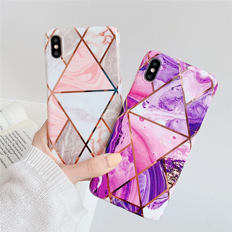 LS геометрический мраморный чехол для телефона iphone 11Promax Xs Max XR XS iPhone 11 из силикона