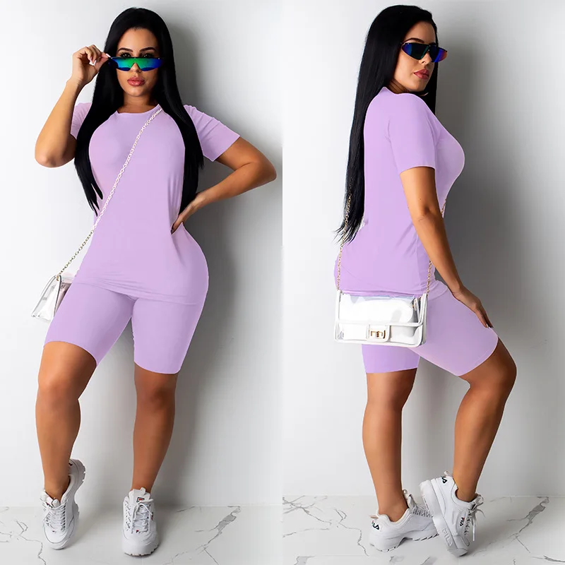 

Womens 2 Piece Sports Outfit Tracksuit Shirt Shorts Jogger Bodycon Sets