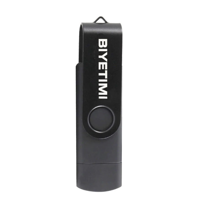 Usb флеш-накопитель BIYETIMI, 16 ГБ, 32 ГБ, 64 ГБ, для OTG, Andriod, реальная емкость, Внешняя память, Usb флешка для ПК, на заказ - Цвет: Черный