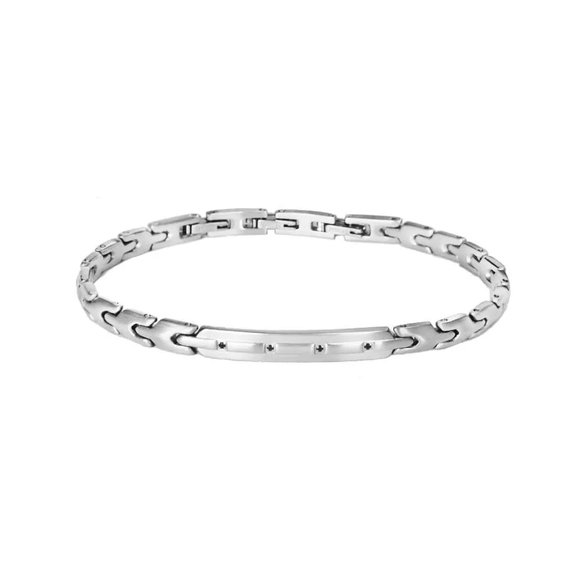 Runda модный матовый браслет из нержавеющей стали для мужчин черный камень