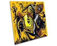 jazz music saxophone player picture canvas wall art square print yellow