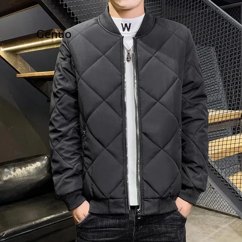 Men Winter Coat 2021 Korean Fashion Jacket Men Casual Baseball Collar Jacket Plaid Coat Men Chothes  M-5Xl