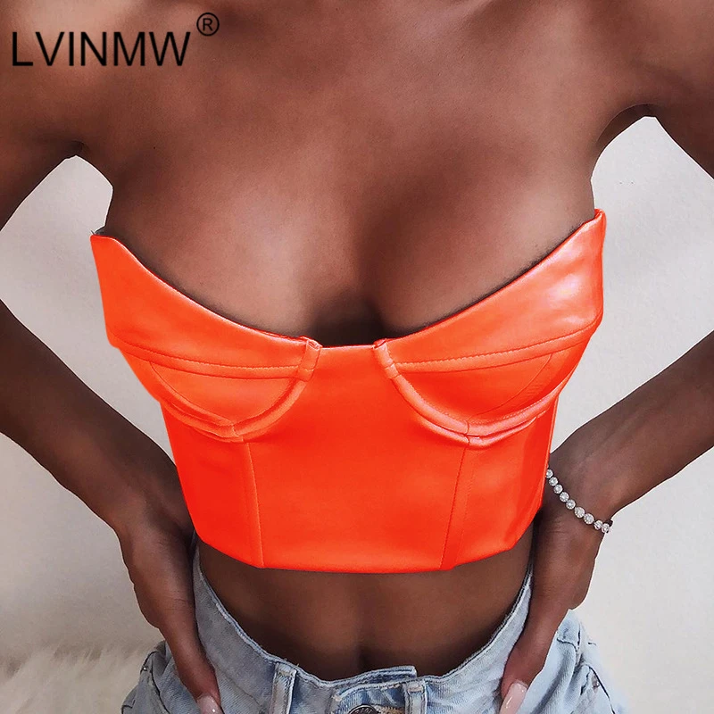 LVINMW сексуальные одноцветные без бретелек на бретелях обтягивающие косточек топы