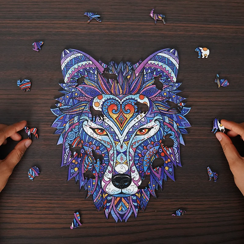 Волчья деревянная головоломка с животными игрушка-пазл высокой степенью