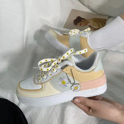Кроссовки Little Daisy Air Force One Macaron, Студенческая обувь, женская обувь на платформе, кроссовки для женщин, 2021