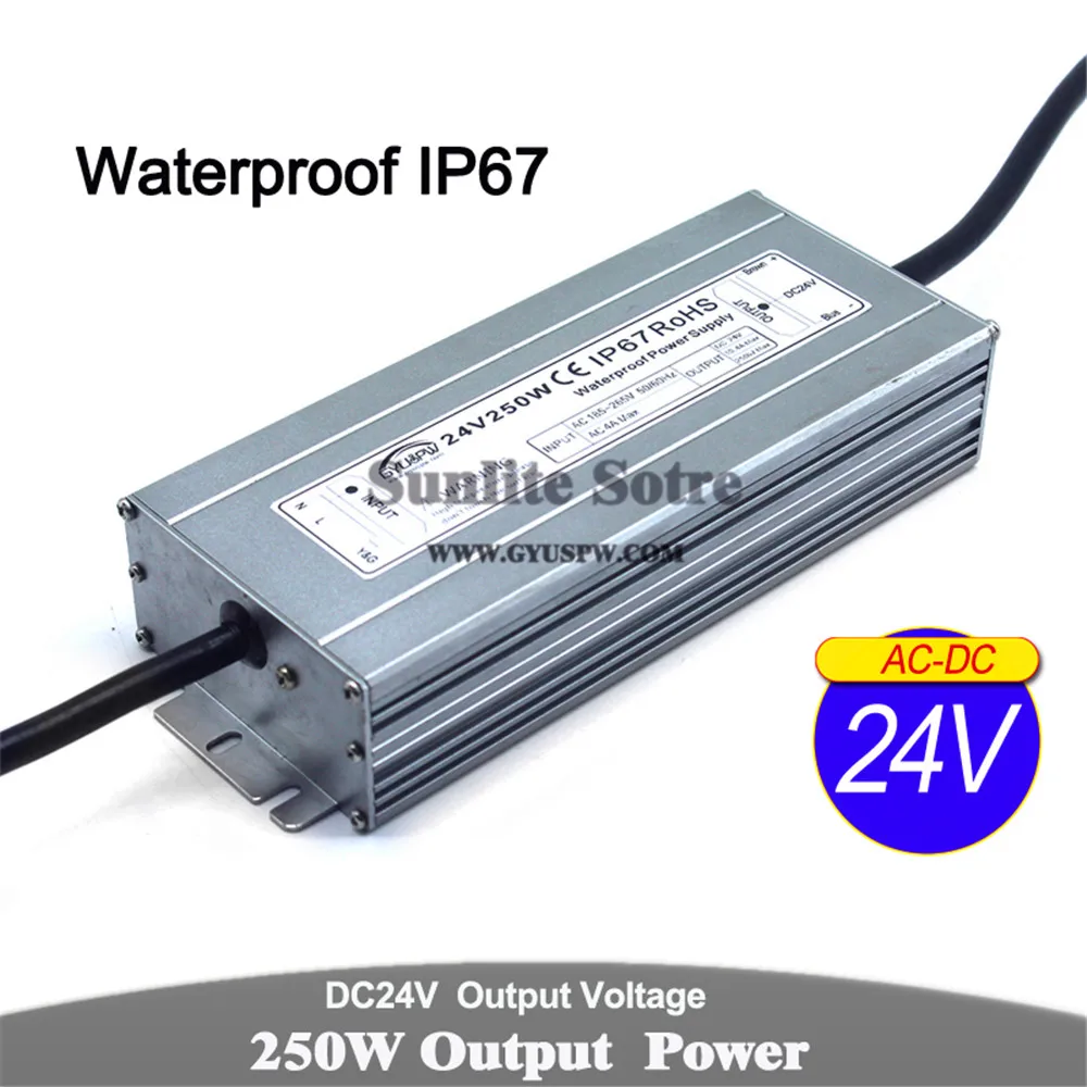 Водонепроницаемый источник питания DC 12V 24V 24W 60W 72W 100W 120W 150W 200W 250W 300W трансформаторы 220V AC к DC12V DC24V наружный SMPS