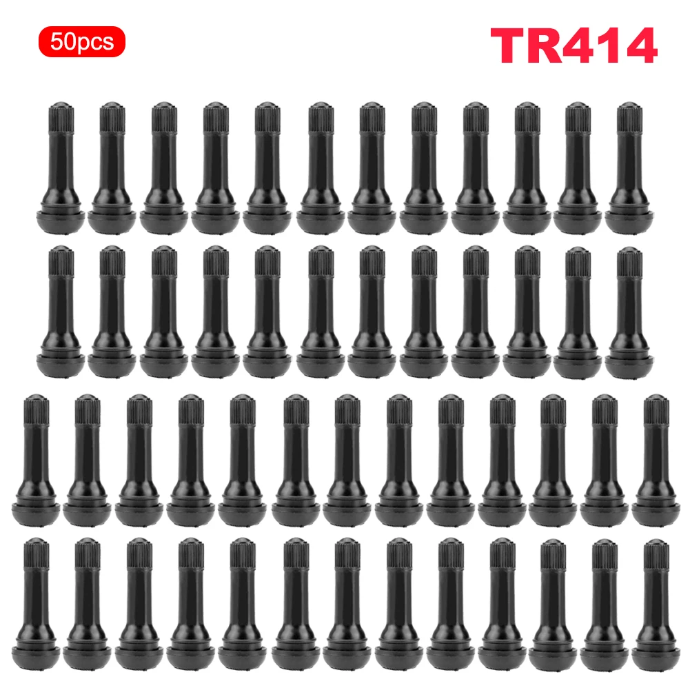 

50/100Pcs Wheels Tires Parts Rubber Tubeless Car Tire Valve Stem TR414 Dust Caps Tubeless Tire Valve Stem Black Car Accessories