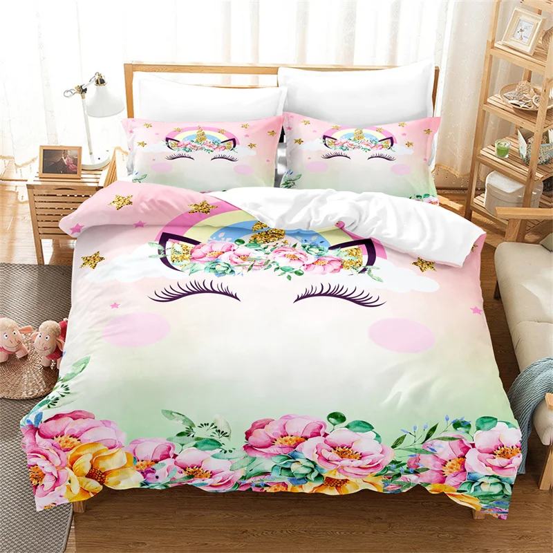 

Simple Color Flowers Bedroom Bedding Set Soft Bedspread Fashionable and Comfortable Duvet Cover Quilt Cover and Pillowcase