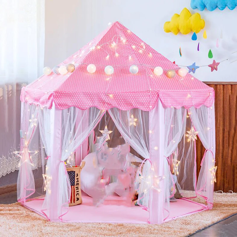 

Children Princess Pink Castle Tents Portable Boys Girls Indoor Outdoor Garden Folding Play Tent Lodge Kids Balls Pool Playhouse