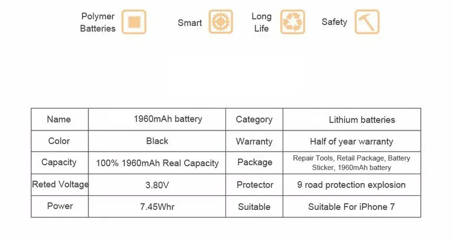 Аккумулятор PINZHENG 1960 мАч для мобильного телефона для iPhone 7, Оригинальная батарея большой емкости с набором инструментов, сменные батареи