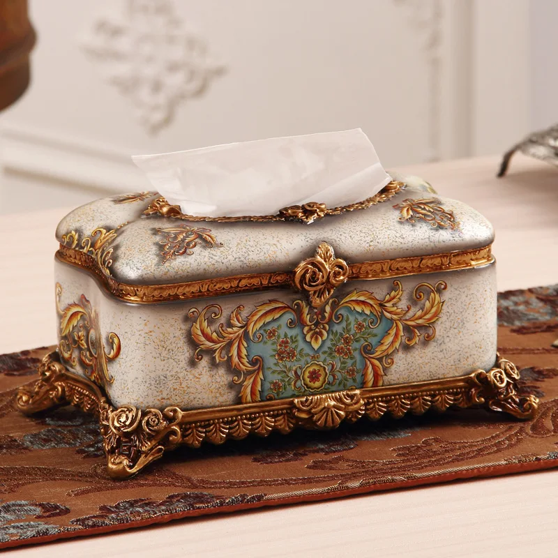 Роскошная коробка для салфеток из смолы в европейском стиле модный и элегантный