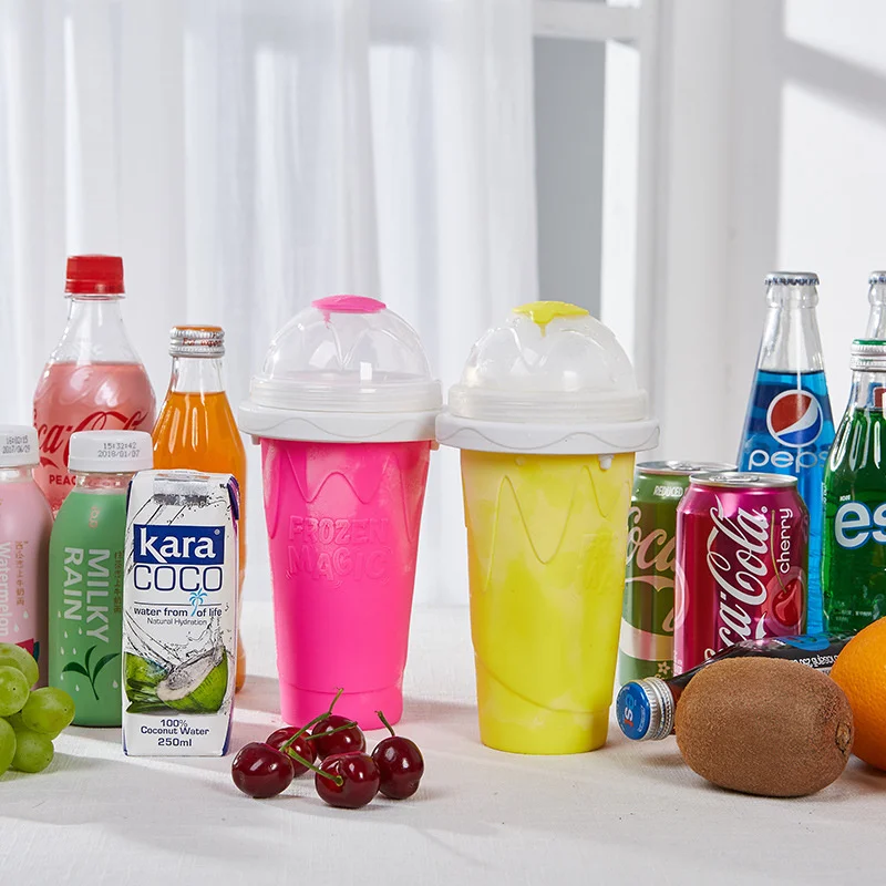 Frozen Magic Cup Slush Ice Bottle Slushy Maker Quick-Frozen Smoothies Homemade Milkshake Cream Blue/red/yellowsqueeze |