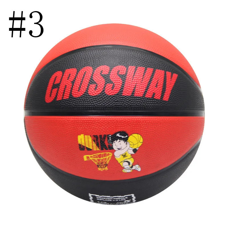 Black red No. 3 Стандартный баскетбольный мяч CROSSWAY#2#3#4#5#6#7 для взрослых и детей, молодежное украшение на бал, резиновое обучение, соревнование для помещений и улицы - Цвет: Black red No. 3