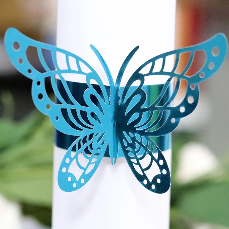 50 шт бабочка Лазерная резка металла кольцо для бумажных салфеток держатели
